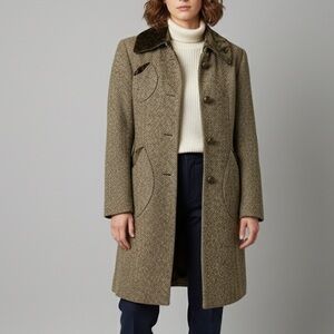 Vintage Guess Tweed‎ Coat with Velvet Details